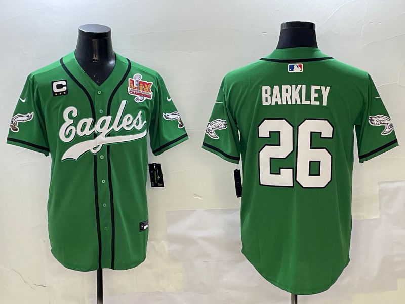 Men Philadelphia Eagles 26 Barkley Green three generations Jointly Name 2025 Nike Limited NFL Jersey style 17